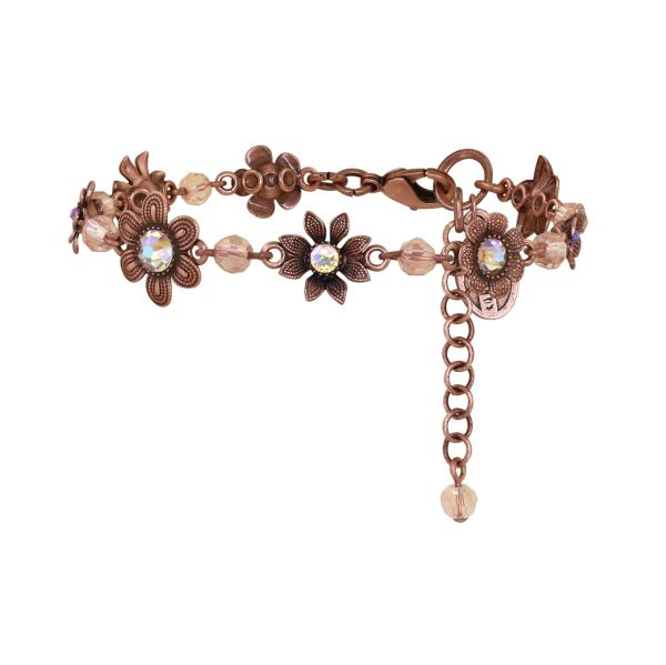 Love, Shine and Flowers Armband Helles Antikkupfer Pink