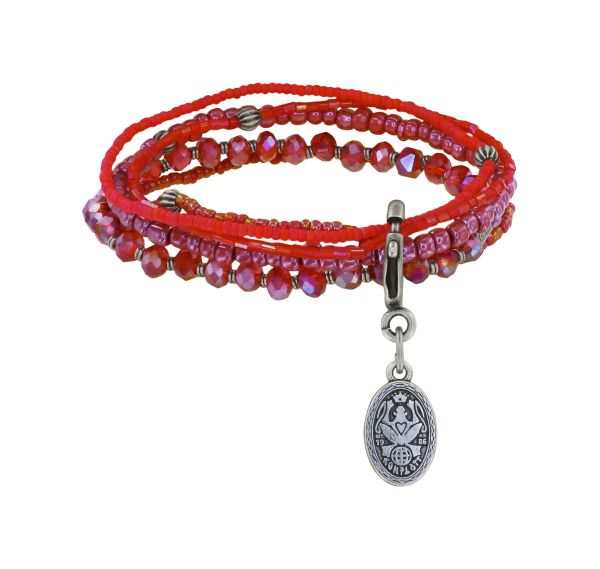 Petit Glamour d´Afrique Armband elastisch Antiksilber Rot