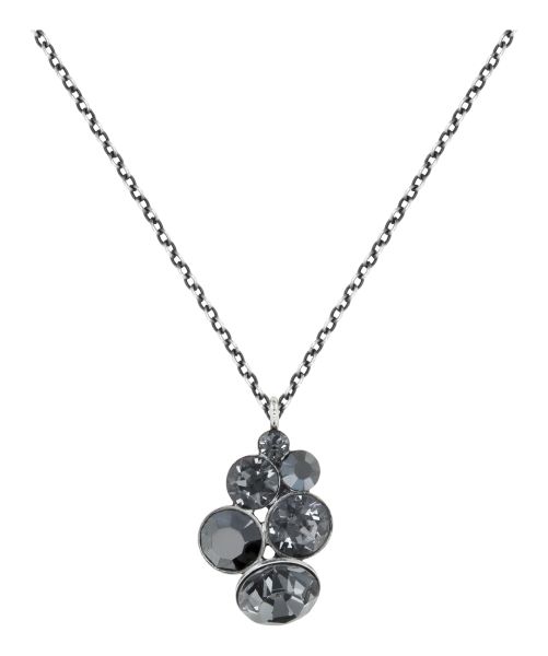 Halskette Anhänger Petit Glamour schwarz Antiksilberfarben (Facettierte Steine aus Kristallglas.)