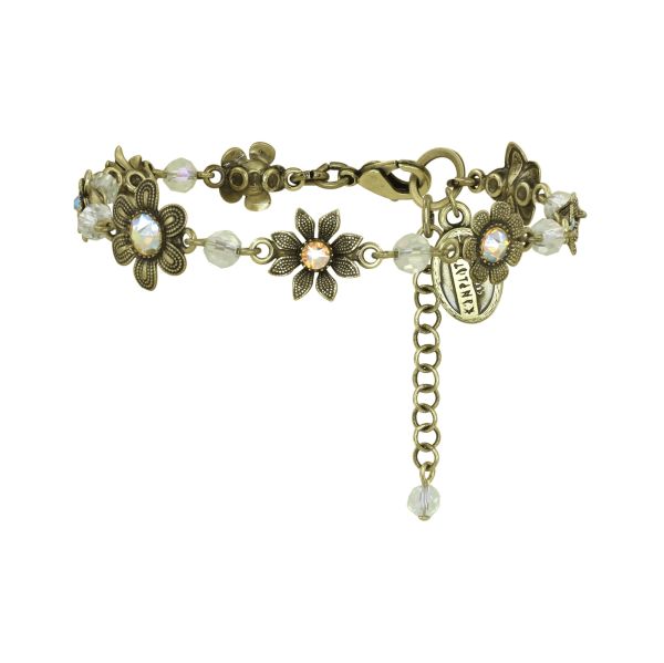 Love, Shine and Flowers Armband Helles Antikmessing Beige/Gelb