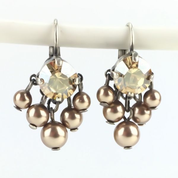 Pearl Shadow crystal golden shadow 5 Perlen Ohrhänger mit Klappverschluss - Brisur