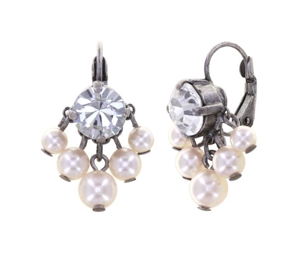 Pearl Shadow crystal 5 Perlen Ohrhänger mit Klappverschluss - Brisur