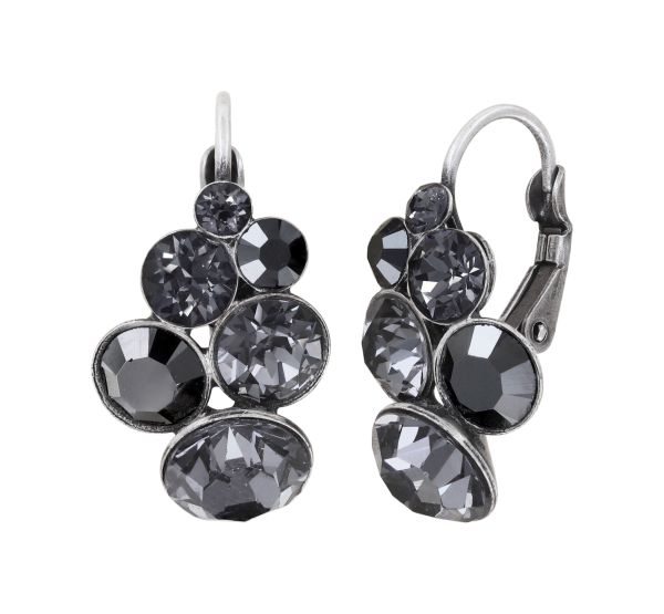 Ohrring Eurowire Petit Glamour schwarz Antiksilberfarben (Facettierte Steine aus Kristallglas.)