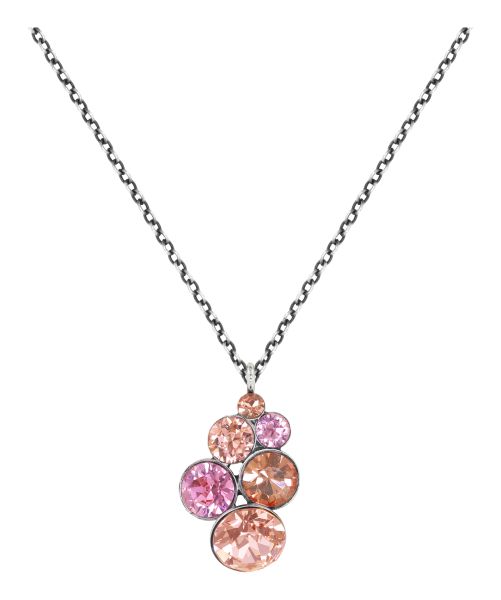 Halskette Anhänger Petit Glamour beige/rosa Antiksilberfarben (Facettierte Steine aus Kristallglas.)