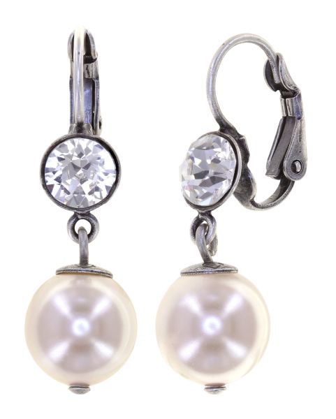 Pearl Shadow crystal - Perlen Ohrhänger mit Klappverschluss - Brisur