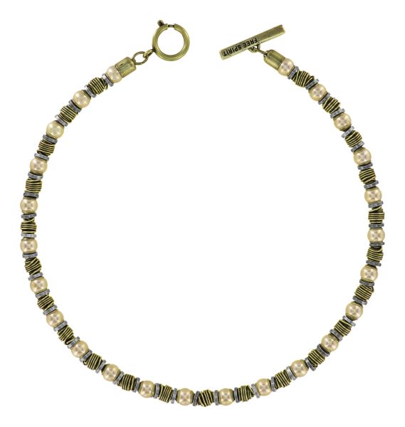 Free Sprit Halskette Beige - Antiksilber/Antikmessing