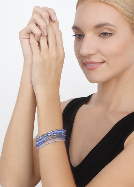 Petit Glamour d´Afrique Armband elastisch Antiksilber Blau