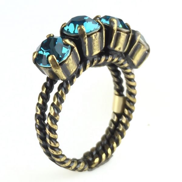 Colour Snake Ring in Indicolite, blau