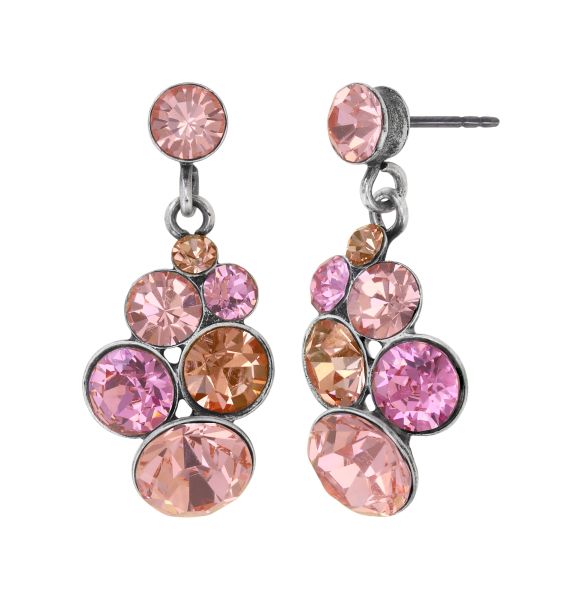 Ohrstecker Petit Glamour beige/rosa Antiksilberfarben (Facettierte Steine aus Kristallglas.)