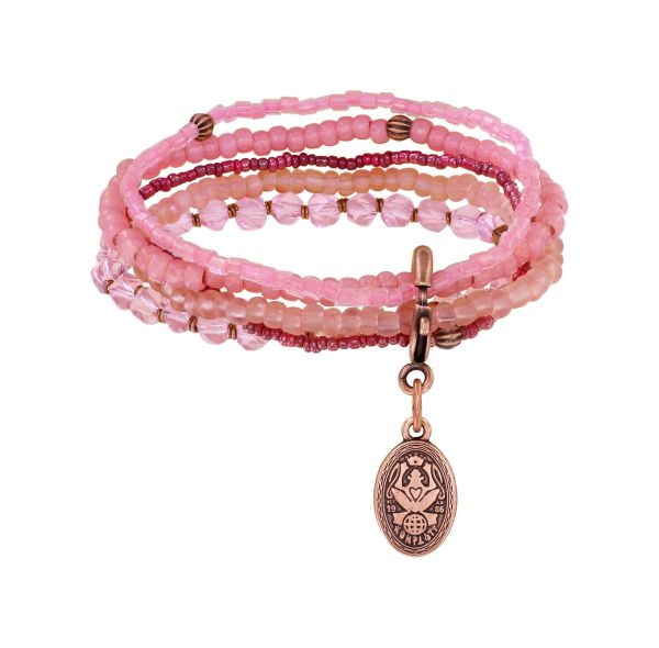 Petit Glamour d´Afrique Armband elastisch Antikkupfer Pink