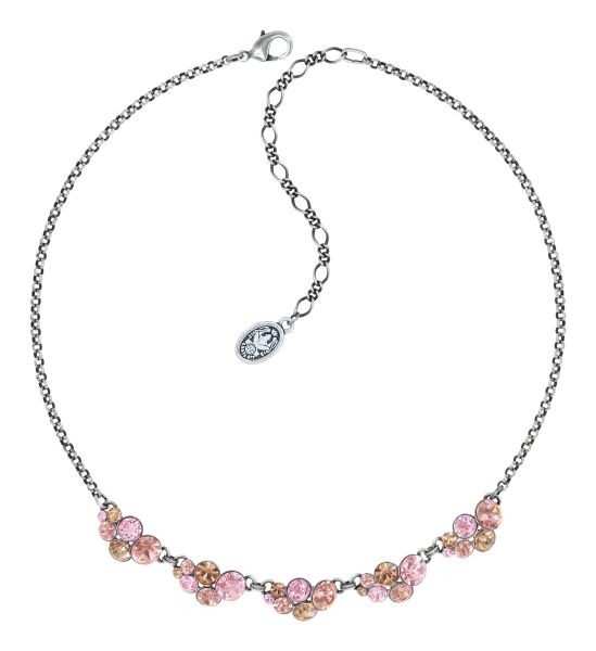 Halskette Petit Glamour beige/rosa Antiksilberfarben (Facettierte Steine aus Kristallglas.)