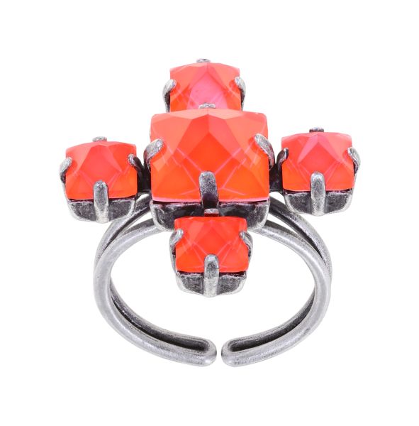 Ring - Punk Classics red/orange size L,S Pyramidenförmig geschliffen