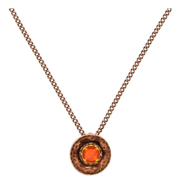 Honey Drops in Space: Halskette Anhänger, Multi, Orange, Light antique copper - Handkolorierte Cabochons (changierend) und gehämmerte Metallscheiben