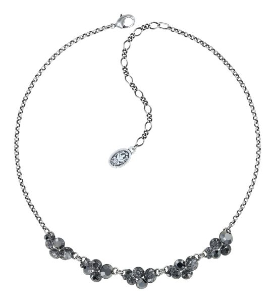 Halskette Petit Glamour schwarz Antiksilberfarben (Facettierte Steine aus Kristallglas.)